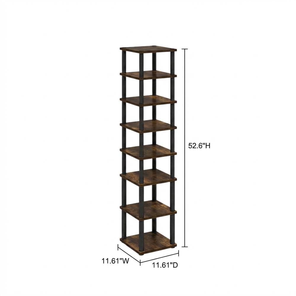 Gold 8-Tier Vertical Shoe Tower, Free Standing Space Saving Closet Organizer