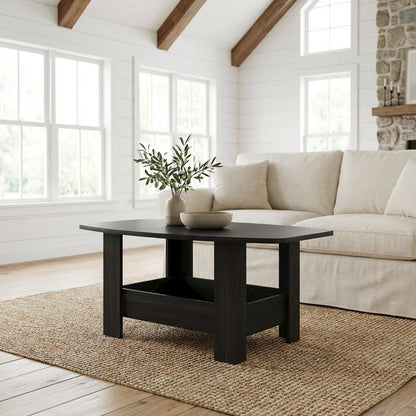 Espresso Coffee Table with Storage Compartment and Simple Design for Living Room
