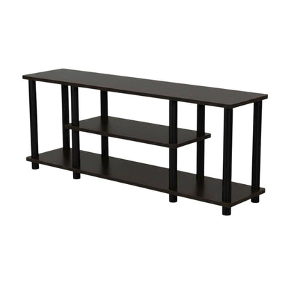 Walnut TV Stand with 3-Tier Open Storage and Modern Design