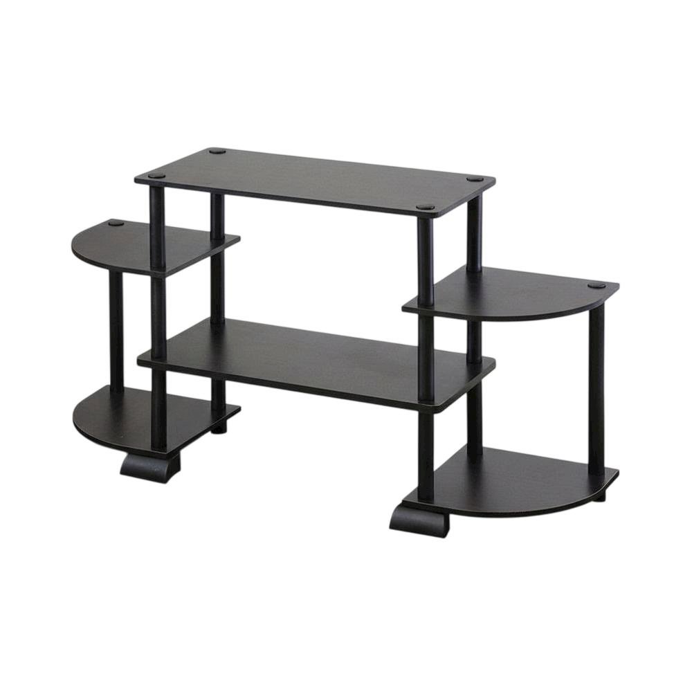 TV stand in Espresso/Black, composite wood, PVC tubes, modern style