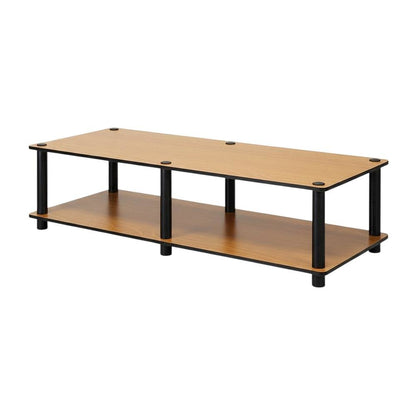 Light Cherry and Black TV Stand with Composite Wood and PVC Tubes