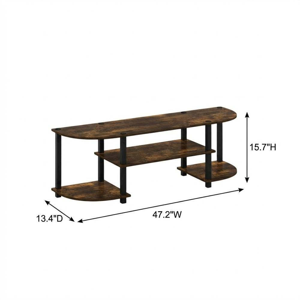 Wood TV Stand with Amber Pine and Black Finish for Living Room Storage