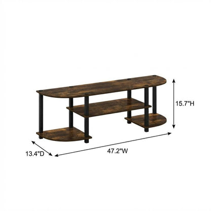 Wood TV Stand with Amber Pine and Black Finish for Living Room Storage