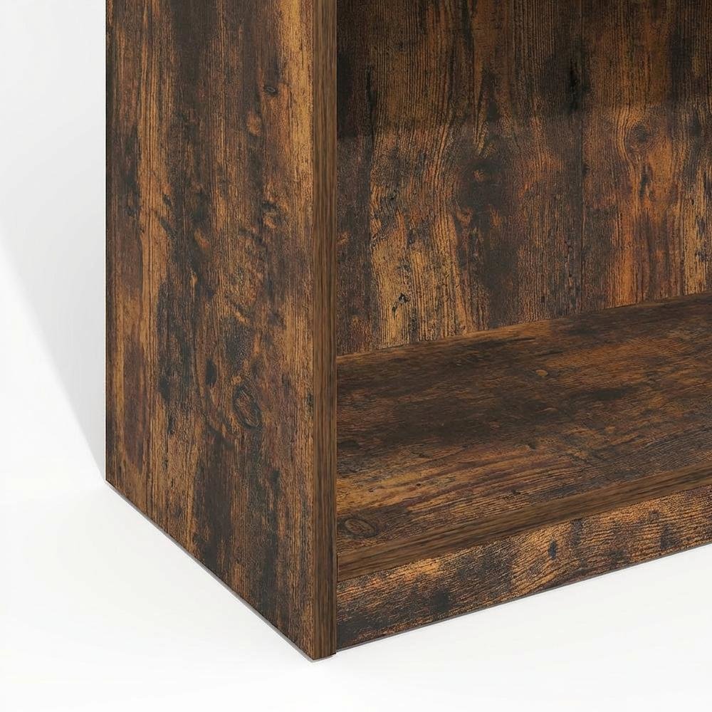Amber oak 5-tier adjustable shelf bookcase with wood construction