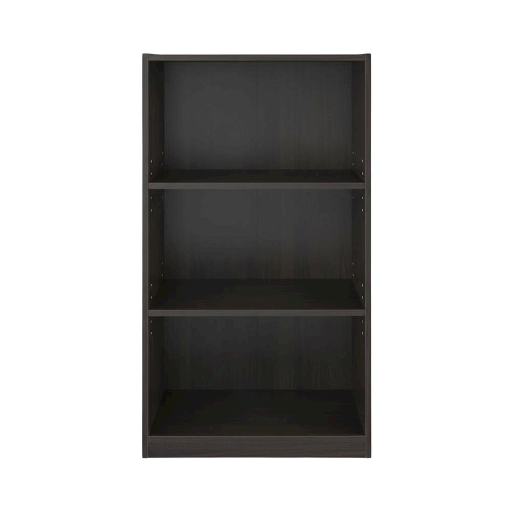 Espresso 3-Shelf Bookcase with Sturdy Wood Frame for Living Room Storage