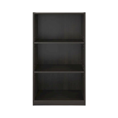Espresso 3-Shelf Bookcase with Sturdy Wood Frame for Living Room Storage