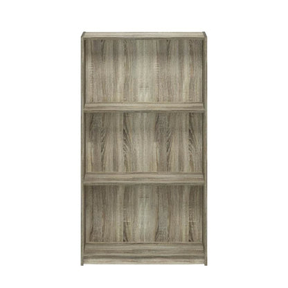 3-Tier Bookcase with Sonoma Oak Finish, Durable Wood Shelves for Home Storage
