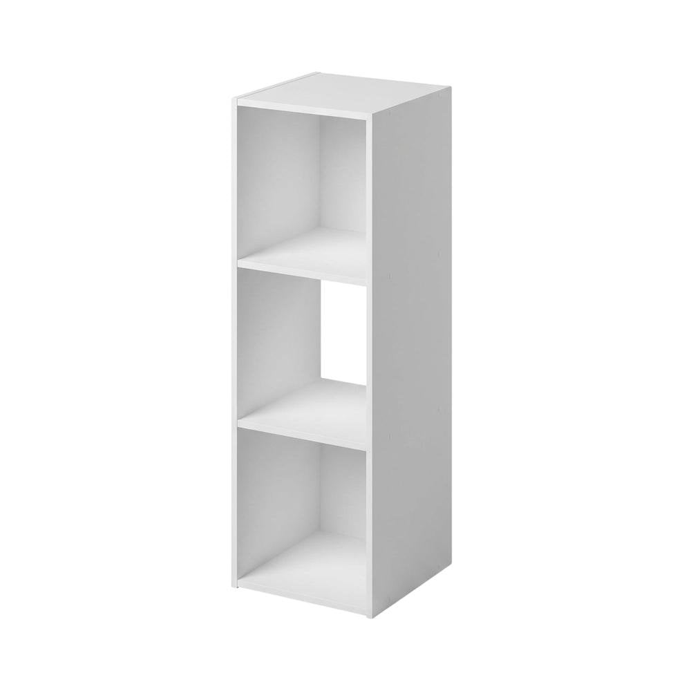 White Wood Bookcase with Spacious Shelves and Sleek Design