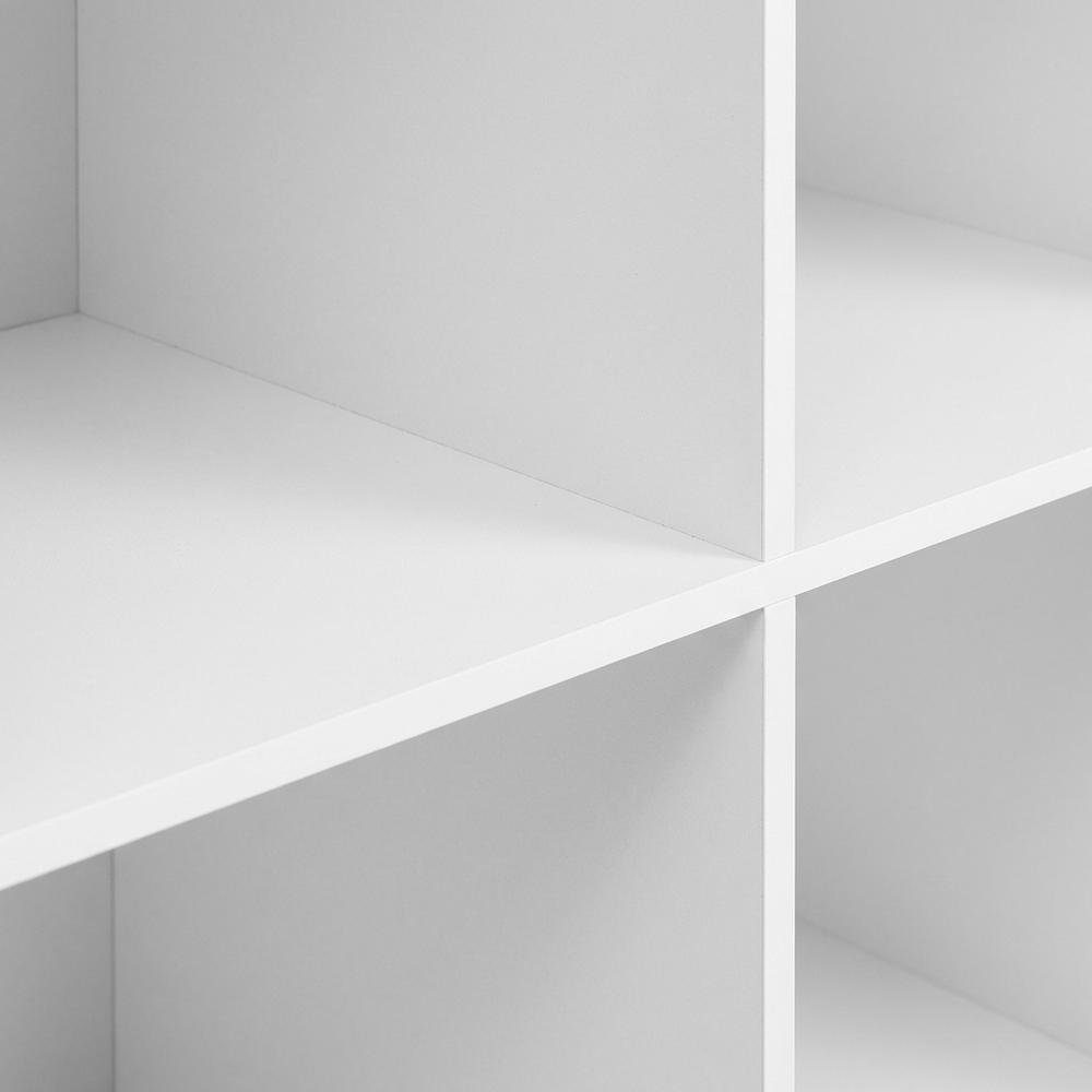 White wood bookcase with open shelves and versatile storage
