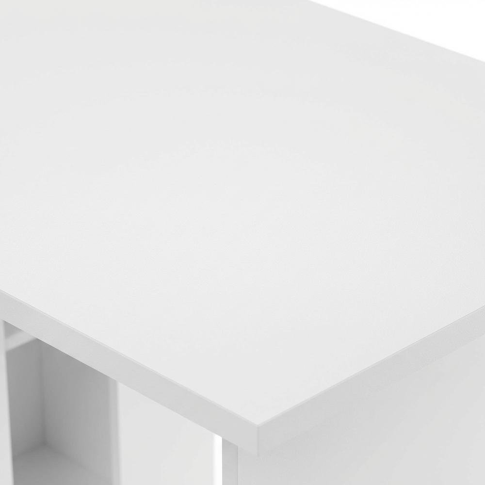 White L-Shape Desk with Bookshelf and Spacious Workspace