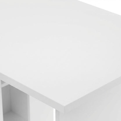 White L-Shape Desk with Bookshelf and Spacious Workspace