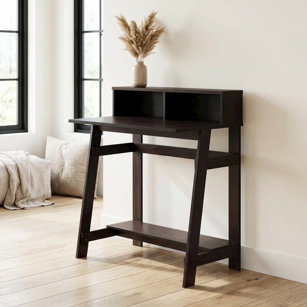 Dark Walnut Computer Desk with A-Frame Frame for Home Office