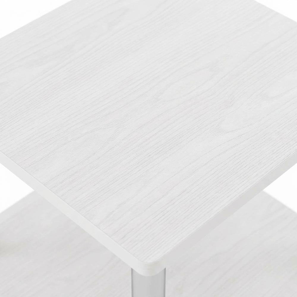 White Oak and Chrome 3-Tier End Table 2-Pack with Modern Design