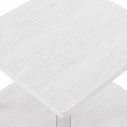 White Oak and Chrome 3-Tier End Table 2-Pack with Modern Design