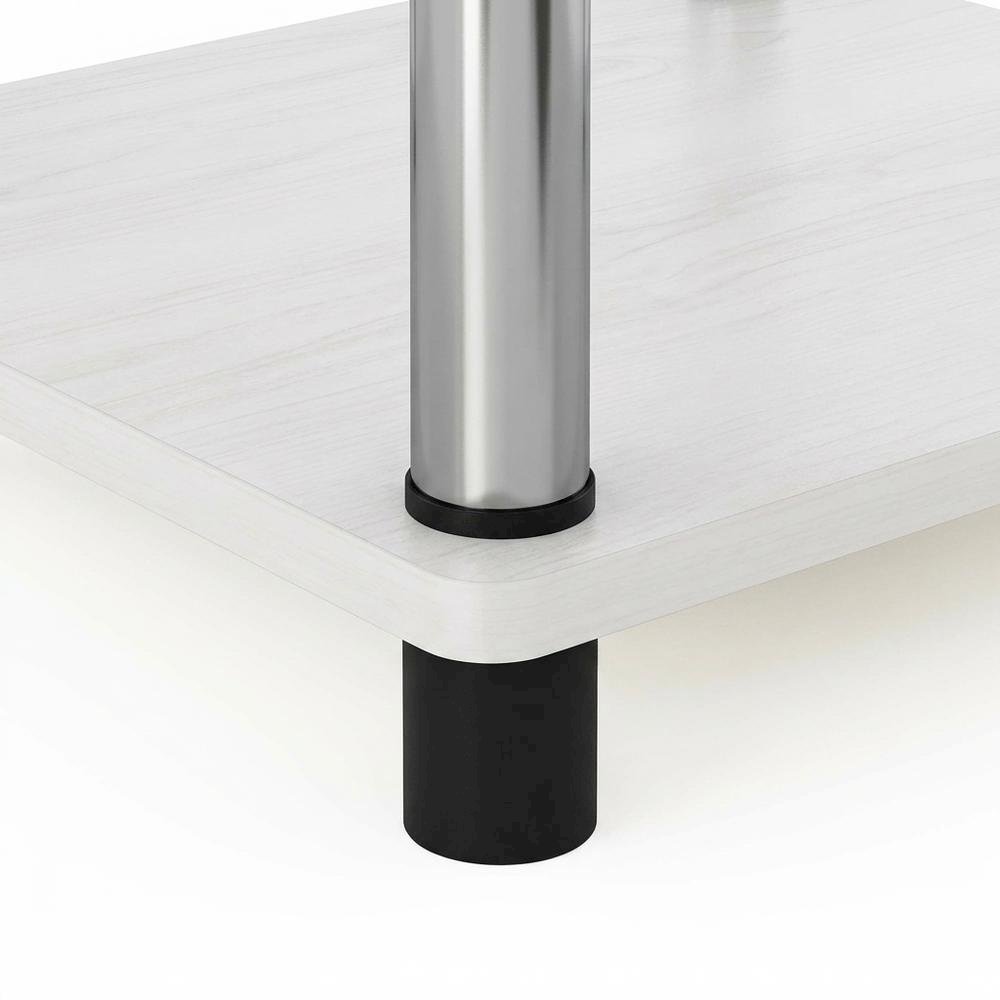 White Oak and Chrome 3-Tier End Table 2-Pack with Modern Design