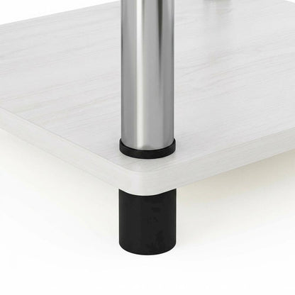 White Oak and Chrome 3-Tier End Table 2-Pack with Modern Design