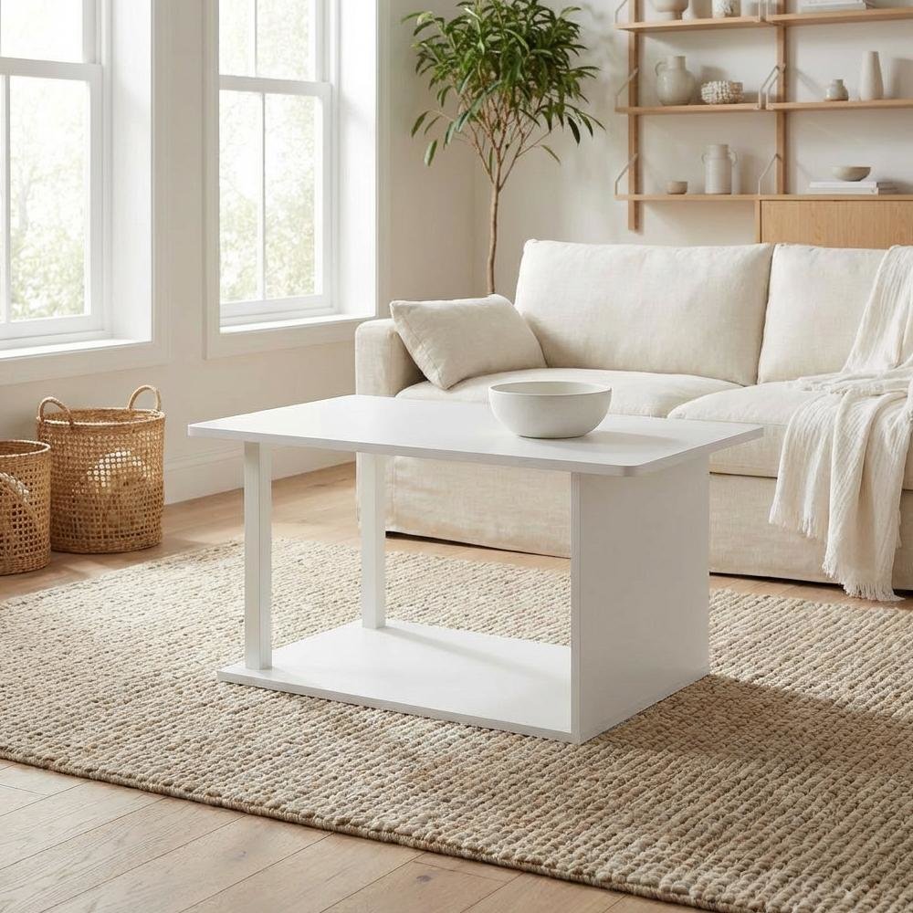 White Coffee Table with Modern Minimalist Design and Durable Construction