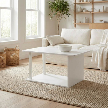 White Coffee Table with Modern Minimalist Design and Durable Construction
