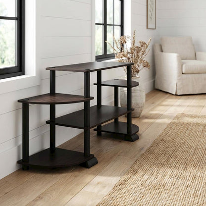 TV stand in Espresso/Black, composite wood, PVC tubes, modern style