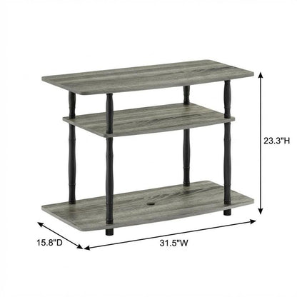 Wooden TV Stand, Classic Tube Design in Grey, Black, Modern Storage Solution