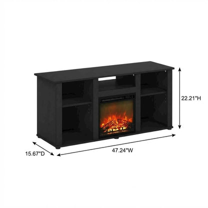 Brown Fireplace TV Stand with Open Storage for TVs up to 55 inches
