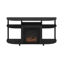 Brown Fireplace TV Stand with Rubberwood and Walnut Veneers for 55 Inch TVs
