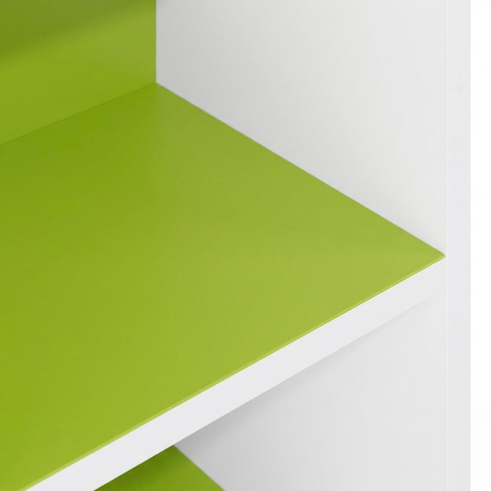 Green 4-Tier Bookcase with Open Storage and Wood Construction