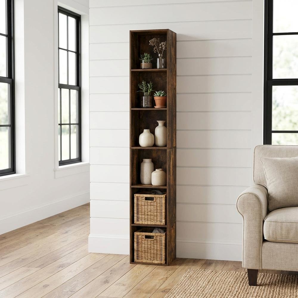 Wooden bookcase with sleek design for versatile storage