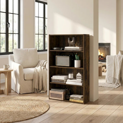 Wooden Bookcase with Sturdy Construction and Space-Saving Design