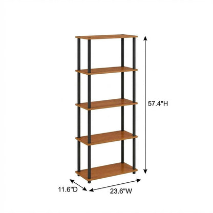 Wood Bookcase with Adjustable Shelves and Sturdy Construction
