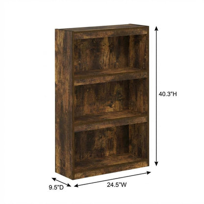Amber Pine 3-Tier Adjustable Shelf Bookcase with Space-Saving Design
