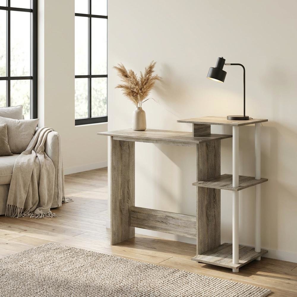 White Laptop Desk for Home Office - Compact Workspace Office Furniture
