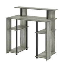 French Oak Grey/Black Computer Writing Desk with Modern Design, Sturdy