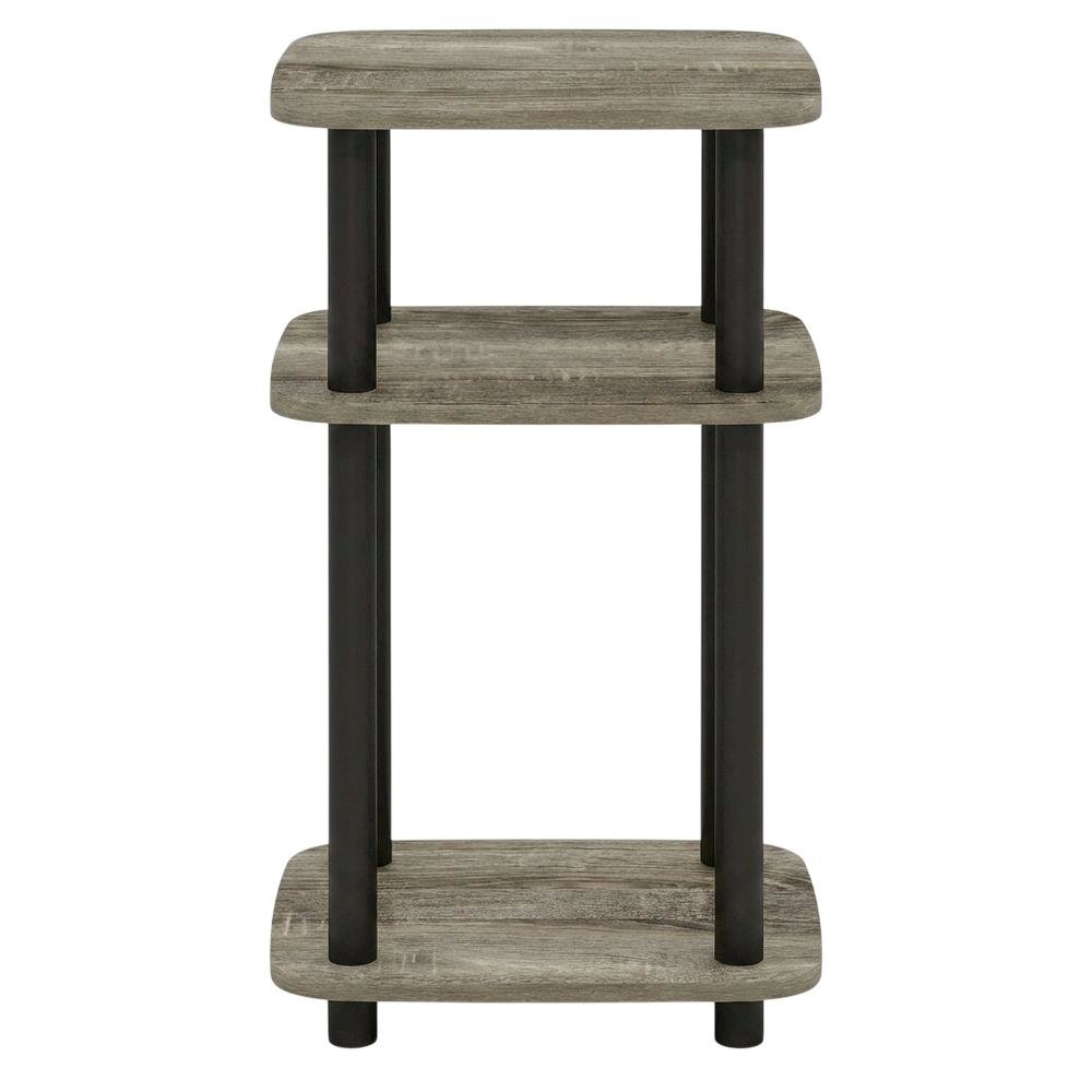 French Oak and Black 3-Tier Curved End Table for Living Room