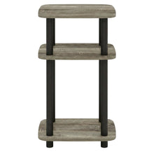 French Oak and Black 3-Tier Curved End Table for Living Room