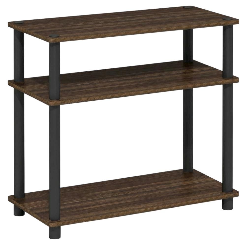 Brown Walnut 3-Tier Side & Night Stand with Modern Storage Design