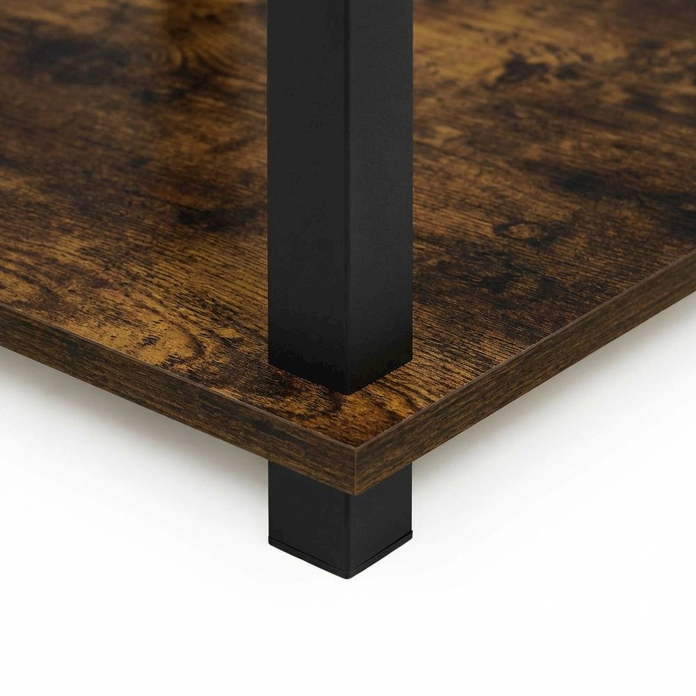 Amber Pine and Black Finish End Table Set with Modern Design