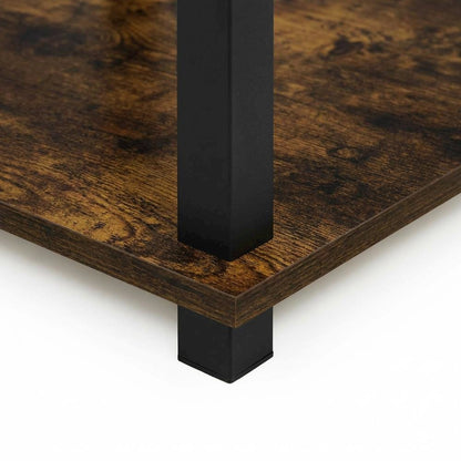 Amber Pine and Black Finish End Table Set with Modern Design