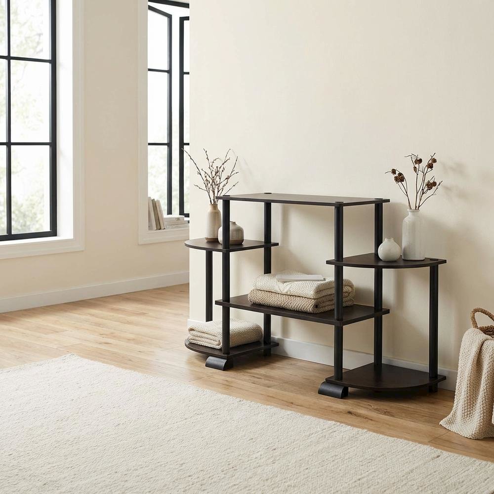 TV stand in Espresso/Black, composite wood, PVC tubes, modern style