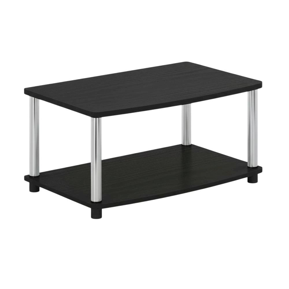 Wooden TV Stand with Americano/Chrome Finish, Elevated Design, No Tools Required