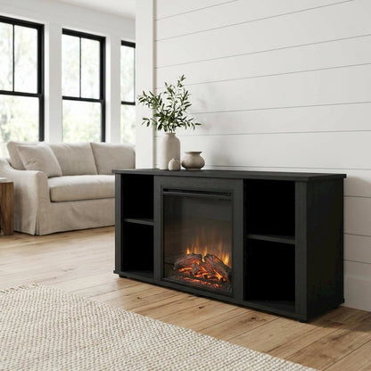 Brown Electric Fireplace TV Stand with Storage for 55 Inch Screens