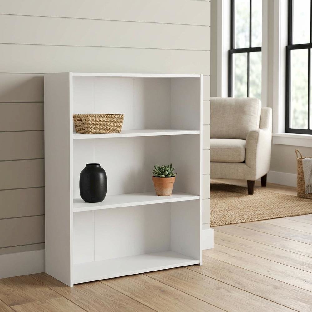 Wooden Bookcase with Open Shelves for Home Office and Living Room
