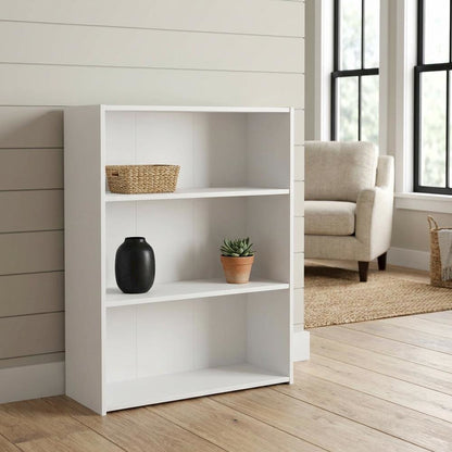 Wooden Bookcase with Open Shelves for Home Office and Living Room