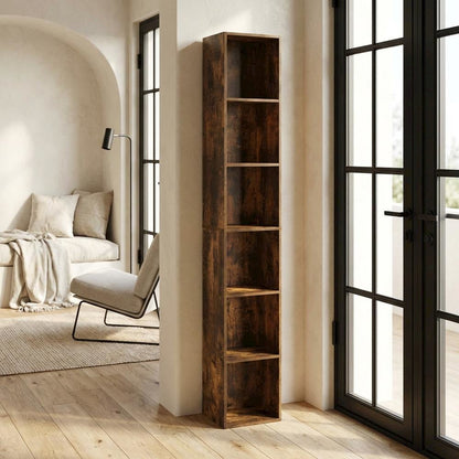 Wooden bookcase with sleek design for versatile storage