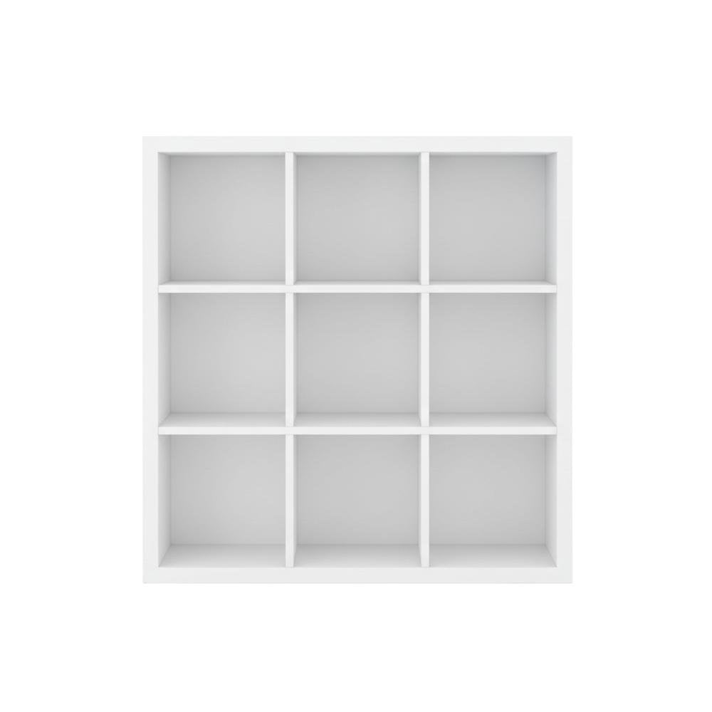 White 11-Cube Reversible Open Shelf Bookcase, Wooden Finish for Flexible Storage