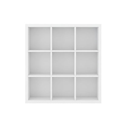 White 11-Cube Reversible Open Shelf Bookcase, Wooden Finish for Flexible Storage