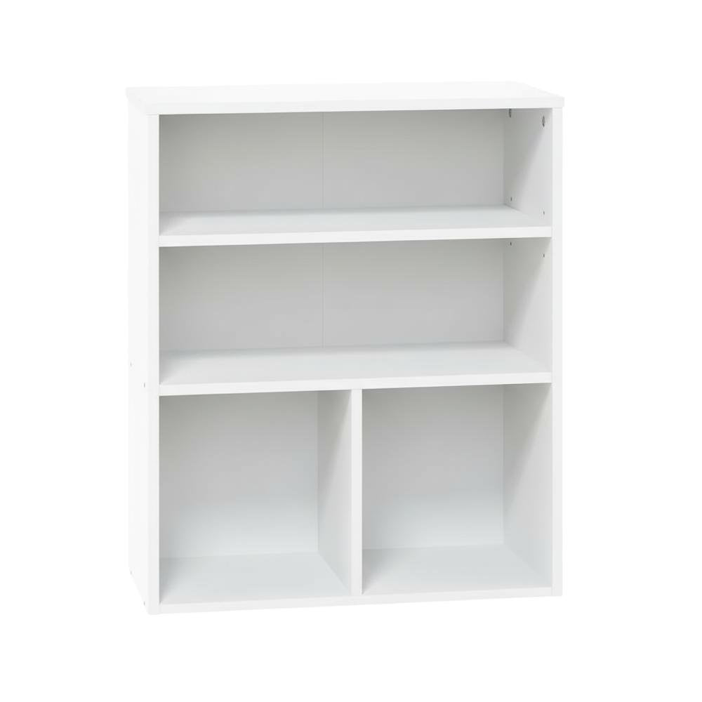 White 3-Tier Display Bookcase with Wooden Shelves for Modern Home Storage