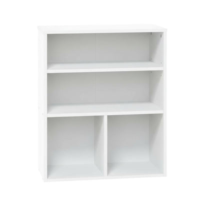 White 3-Tier Display Bookcase with Wooden Shelves for Modern Home Storage