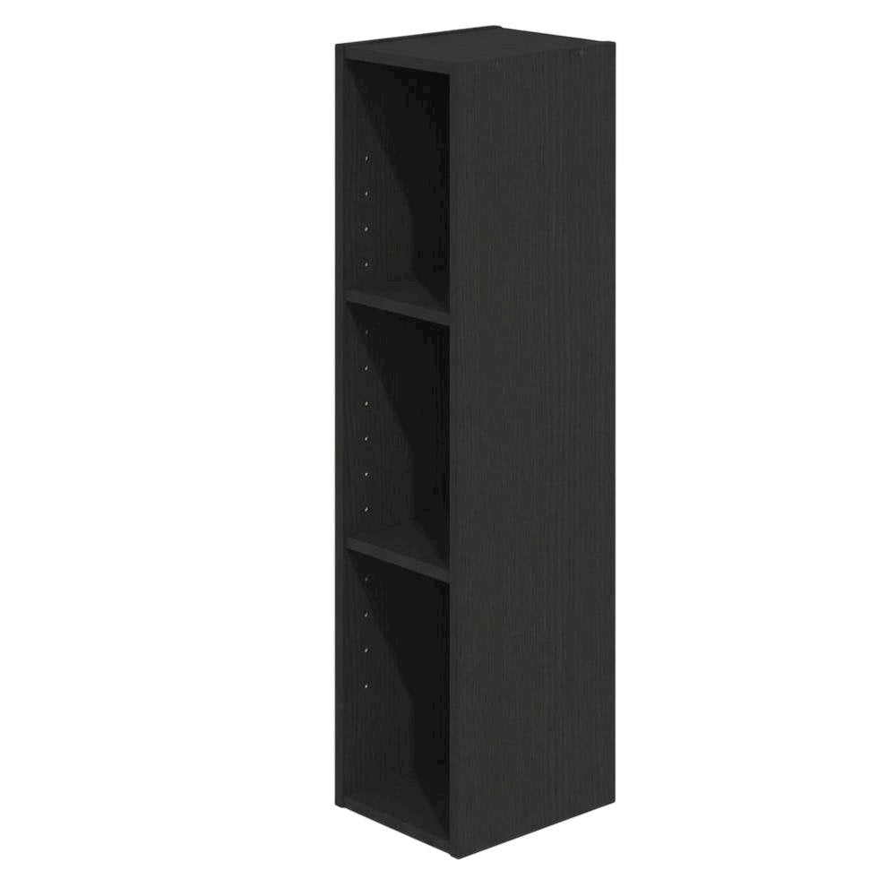 Black wood bookcase with sleek design and sturdy construction
