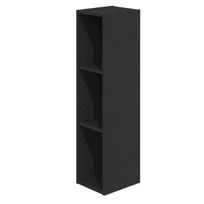 Black wood bookcase with sleek design and sturdy construction